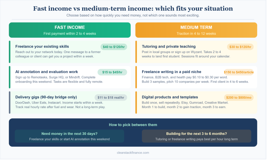 fast vs medium term side hustles comparison for full time workers